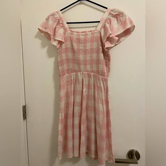 old navy pink and cream gingham ruffle dress - Picture 5 of 5